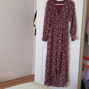 NEW w/Tags LULU'S Long Sleeve Burgundy Dress